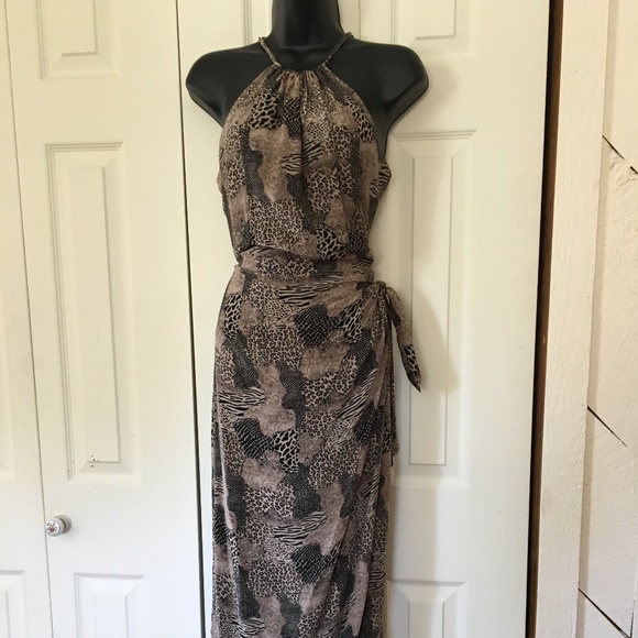 100% Silk Halter Dress with Side Wrap - Picture 1 of 4